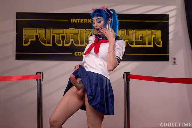 Futa World Futakuthon cosplay convention sexy cosplayer fan Jewelz Blu fucks Lulu Chu in Sailor Moon and Sailor Scout outfits in futanari porn with Codi Vore in threesome from Adult Time as seen on Porn Corporation.