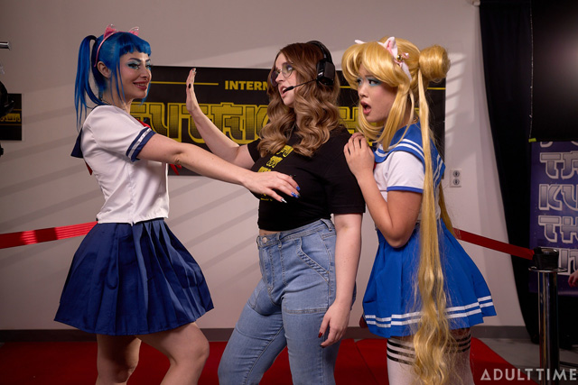 Futa World Futakuthon cosplay convention sexy cosplayer fan Jewelz Blu fucks Lulu Chu in Sailor Moon and Sailor Scout outfits in futanari porn with Codi Vore in threesome from Adult Time as seen on Porn Corporation.