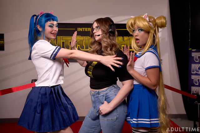 Futa World Futakuthon cosplay convention sexy cosplayer fan Jewelz Blu fucks Lulu Chu in Sailor Moon and Sailor Scout outfits in futanari porn with Codi Vore in threesome from Adult Time as seen on Porn Corporation.
