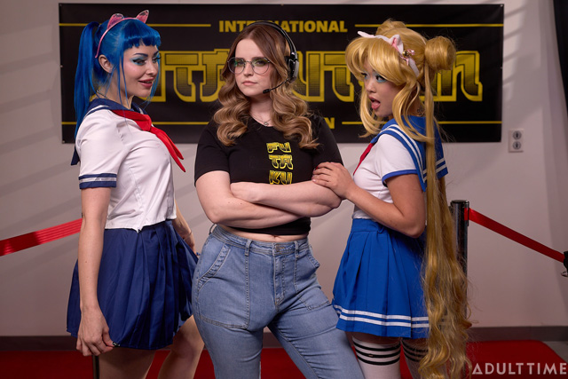 Futa World Futakuthon cosplay convention sexy cosplayer fan Jewelz Blu fucks Lulu Chu in Sailor Moon and Sailor Scout outfits in futanari porn with Codi Vore in threesome from Adult Time as seen on Porn Corporation.