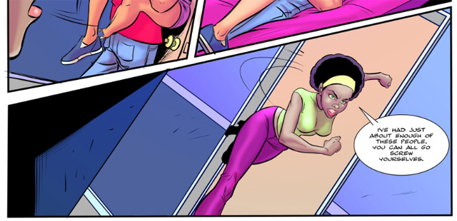 Slime Freak, the Slime Traveler origin story comic porn story for adults, alien superhero vigilante college bimbo Bot Comics on Porn Corporation from author DeLonge and illustrator JJ McQuade.