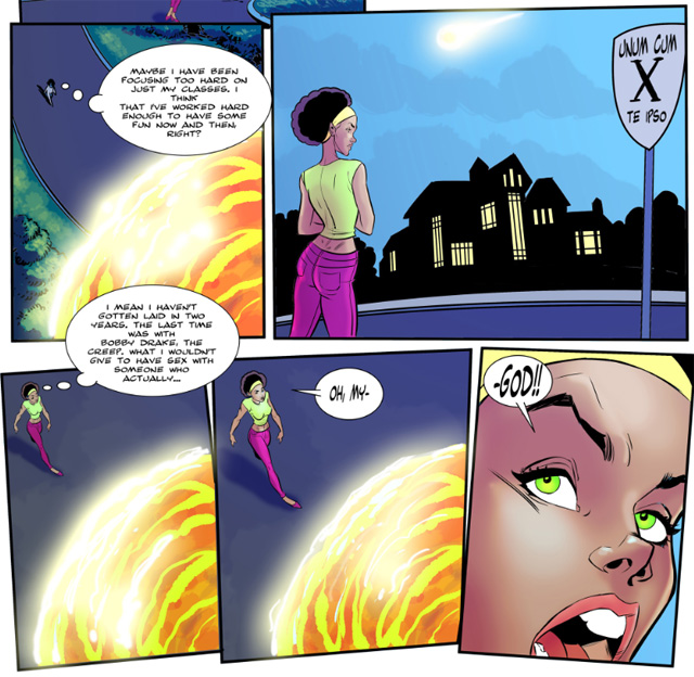 Slime Freak, the Slime Traveler origin story comic porn story for adults, alien superhero vigilante college bimbo Bot Comics on Porn Corporation from author DeLonge and illustrator JJ McQuade.