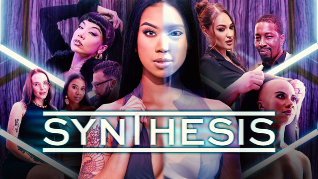 Synthesis new Digital Playground futuristic dystopian cyberpunk film with AI sex robot Ameena Green and inventor Seth Gamble co-starring Little Puck, Gizelle Blanco, Chloe Foxxe, Isiah Maxwell featured on Porn Corporation.